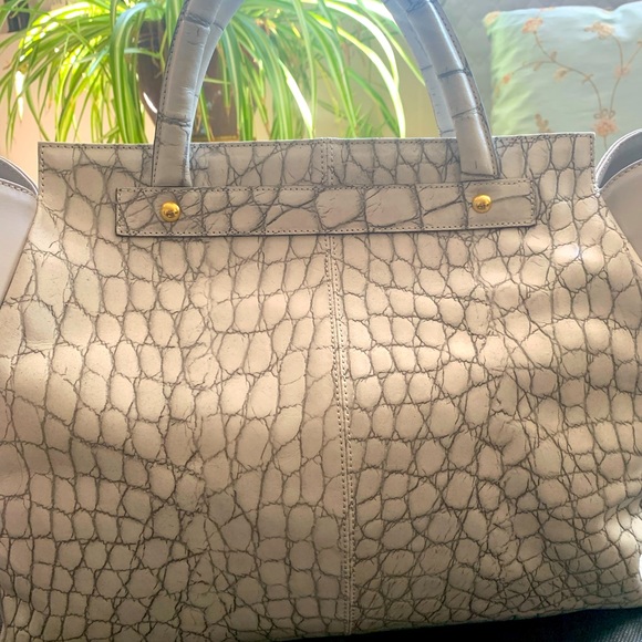✨Alberta Dicanio✨ Croc, Gray Italian Leather Handbag W/Dusk Bag - Picture 4 of 10